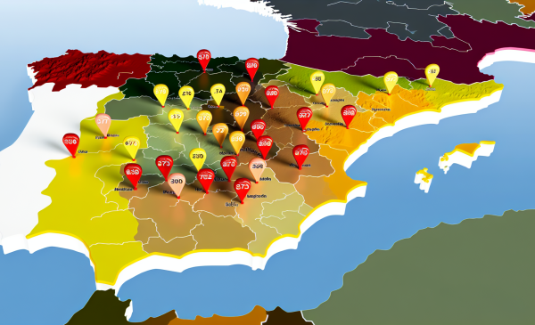 Mapa de España con variación territorial en seguros de hogar